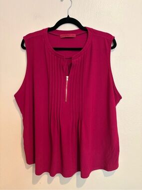 Love Scarlett Magenta Pintuck Zip-Front Camisole, Business Casual, Dressy Tank